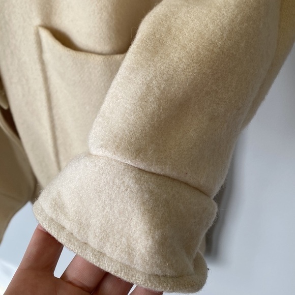 VINTAGE neutral cream slouch wool coat Sz. 12 - Picture 7 of 15